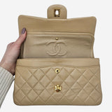 Beige CLASSIC DOUBLE FLAP SMALL