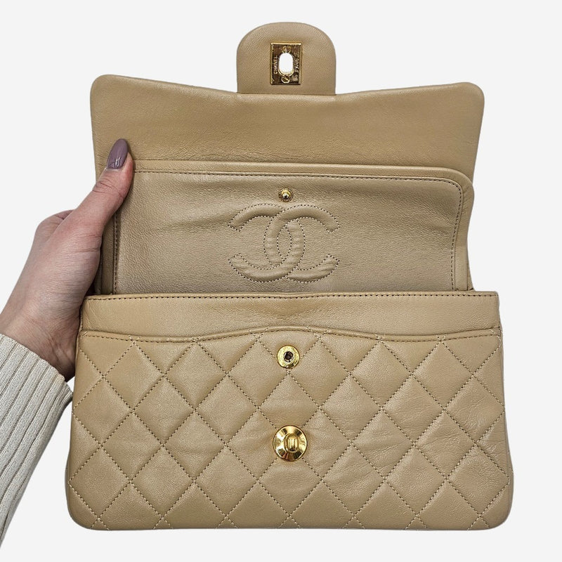 Beige CLASSIC DOUBLE FLAP SMALL