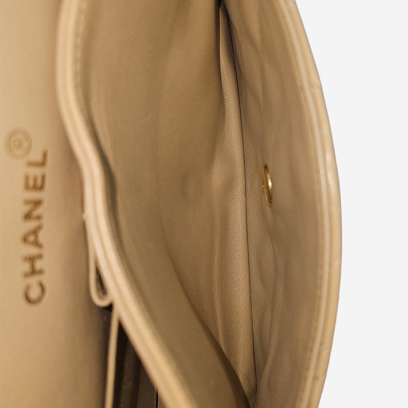 Beige CLASSIC DOUBLE FLAP SMALL