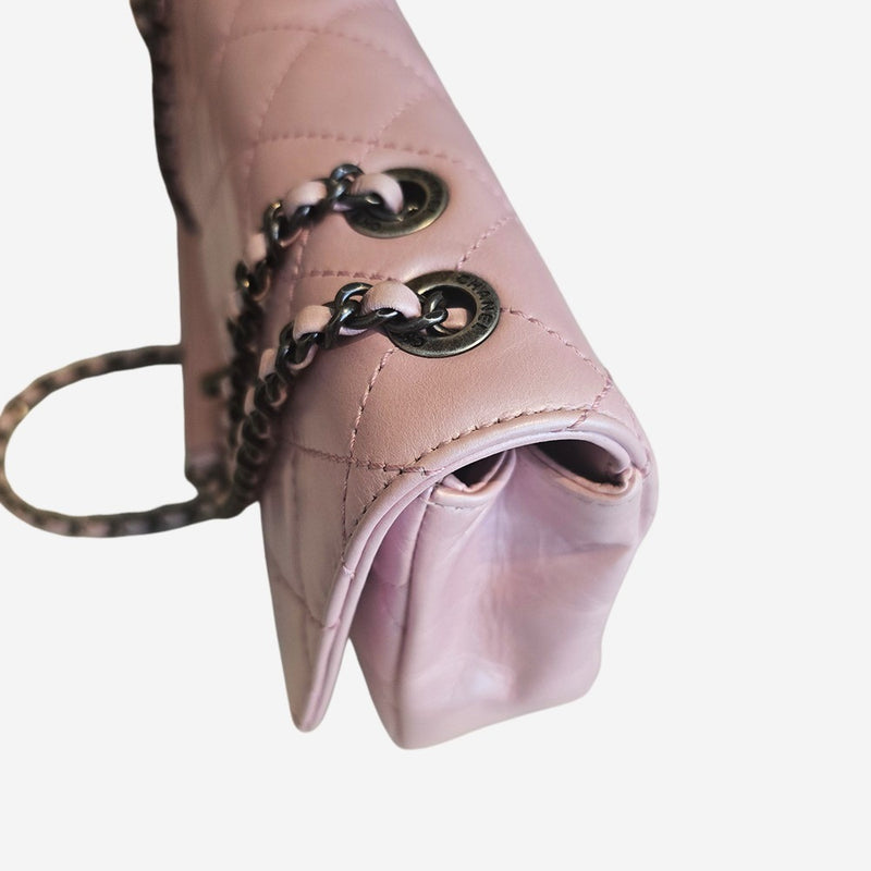 medium iridescent lambskin single flap