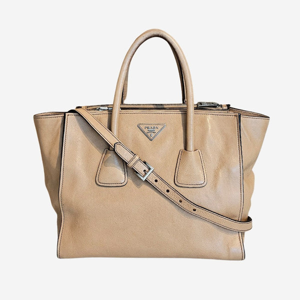 Beige Twin Pocket Tote