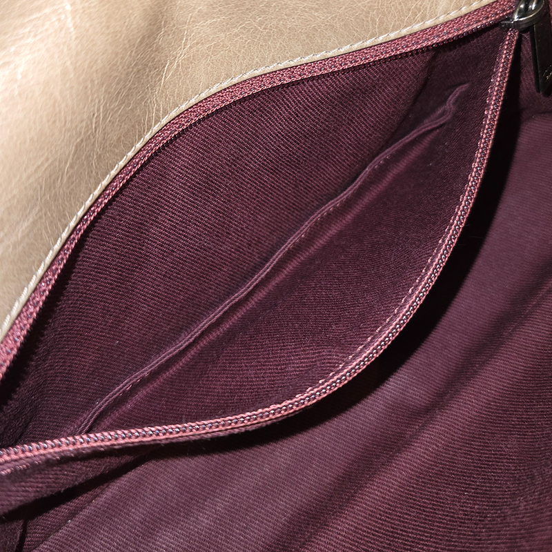Aged calfskin nameplate full flap
