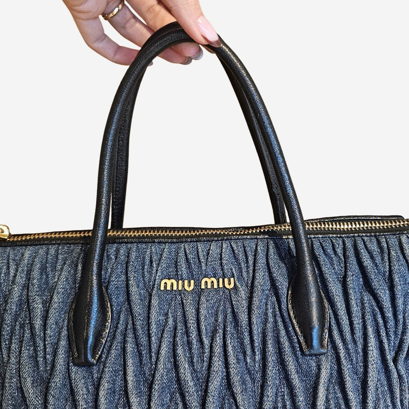 Denim 2-way handbag