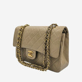BEIGE CLASSIC DOUBLE FLAP MEDIUM