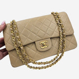BEIGE CLASSIC DOUBLE FLAP MEDIUM
