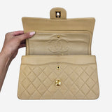 BEIGE CLASSIC DOUBLE FLAP MEDIUM