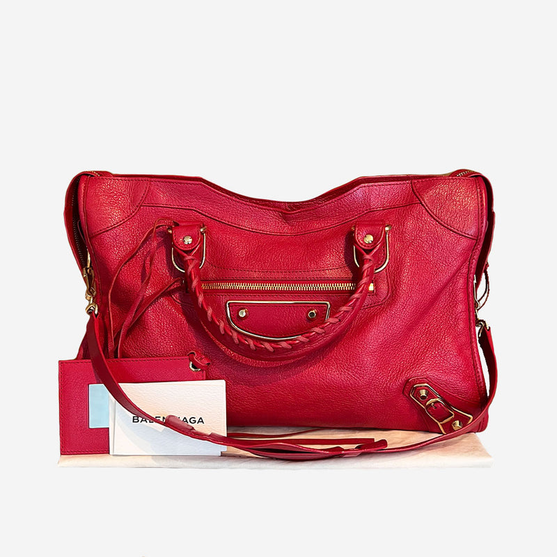 rød metalic edge City bag