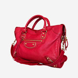 rød metalic edge City bag