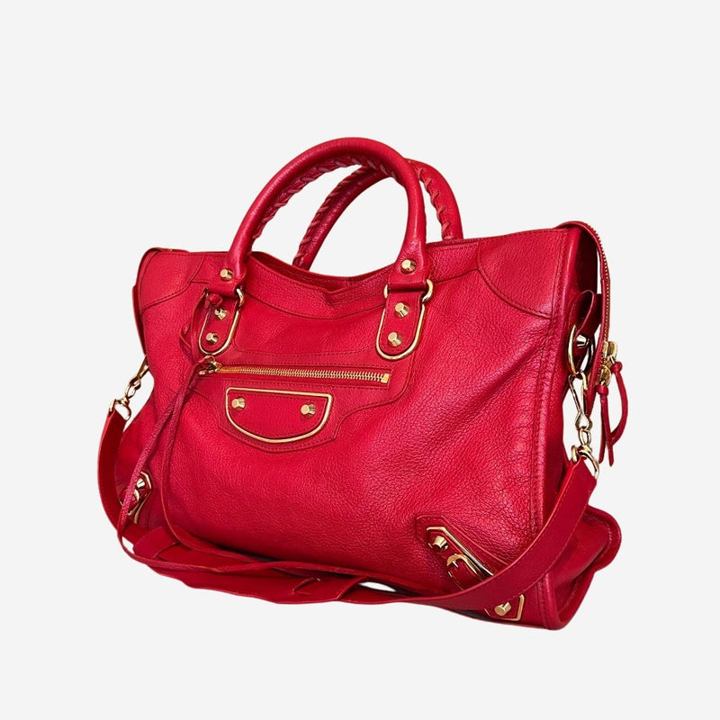 rød metalic edge City bag