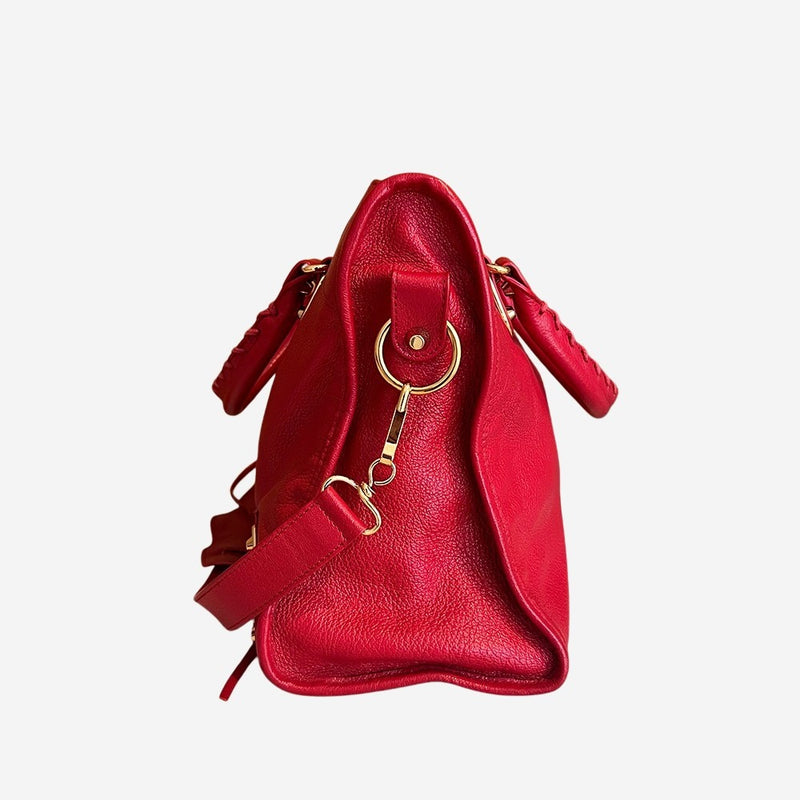 rød metalic edge City bag