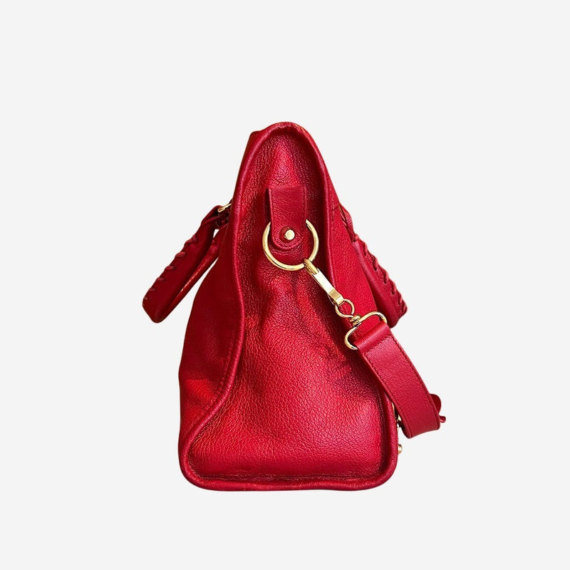 rød metalic edge City bag