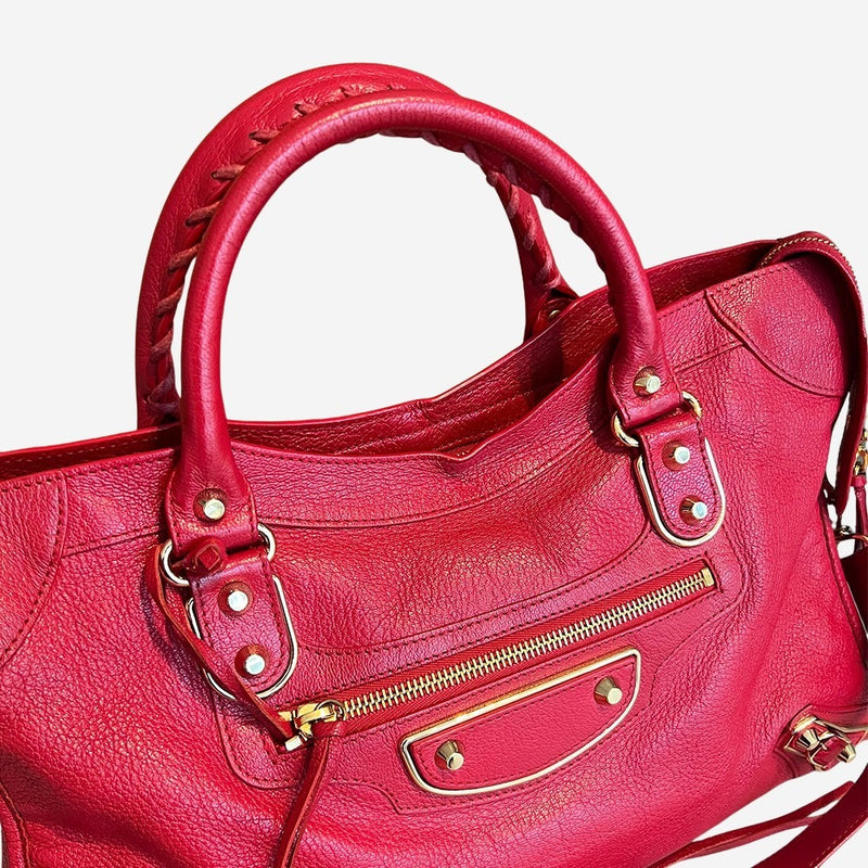 rød metalic edge City bag