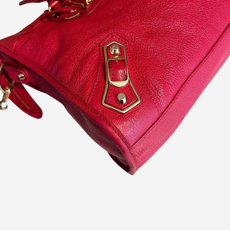 rød metalic edge City bag