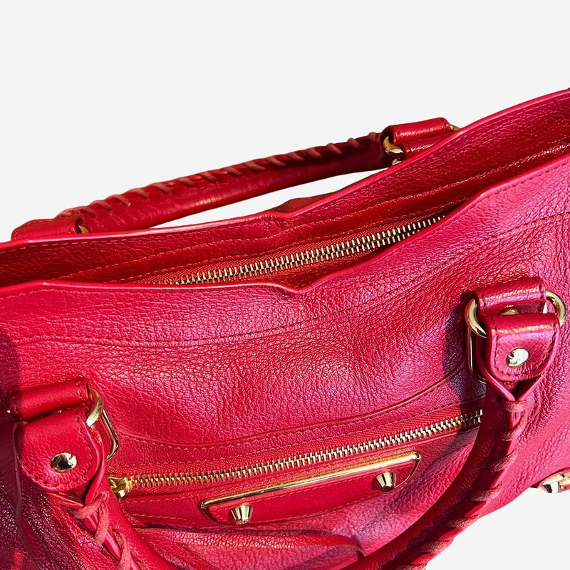 rød metalic edge City bag