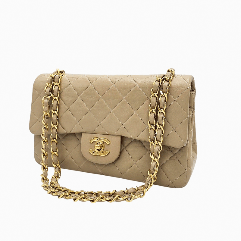 Beige CLASSIC DOUBLE FLAP SMALL