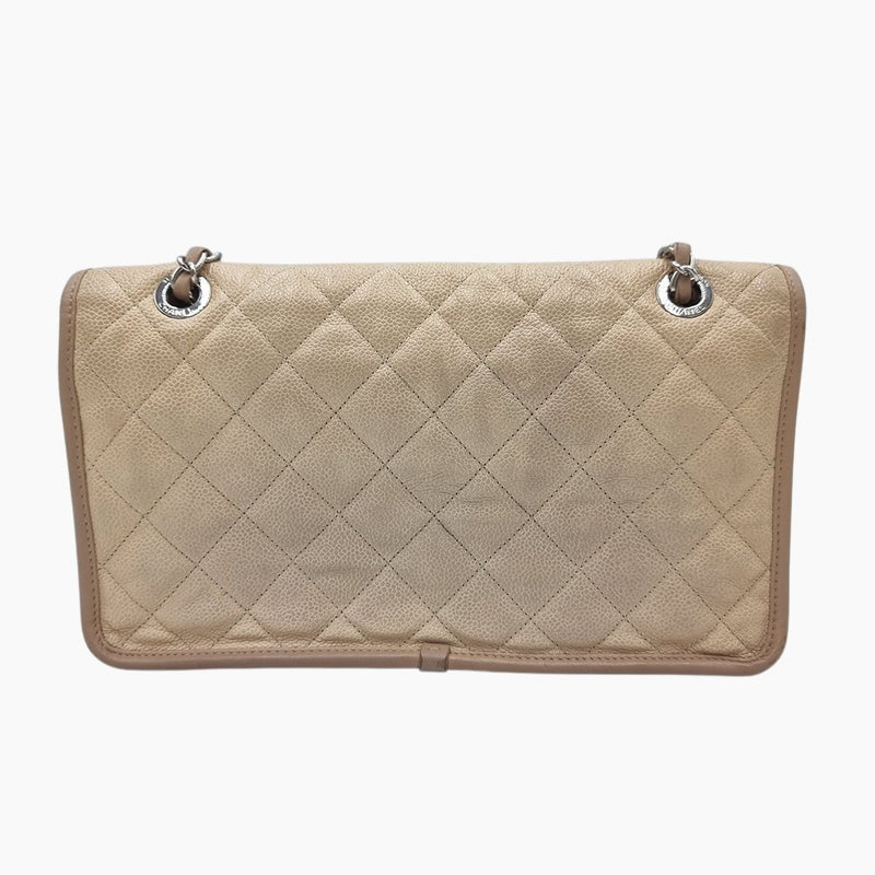 Beige caviar single flap bag taske fra brand: CHANEL - We Do Vintage