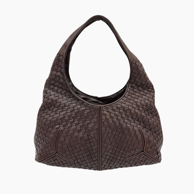 MEDIUM MØRKEBRUN INTRECCIATO HOBO taske fra brand: BOTTEGA VENETA - We Do Vintage