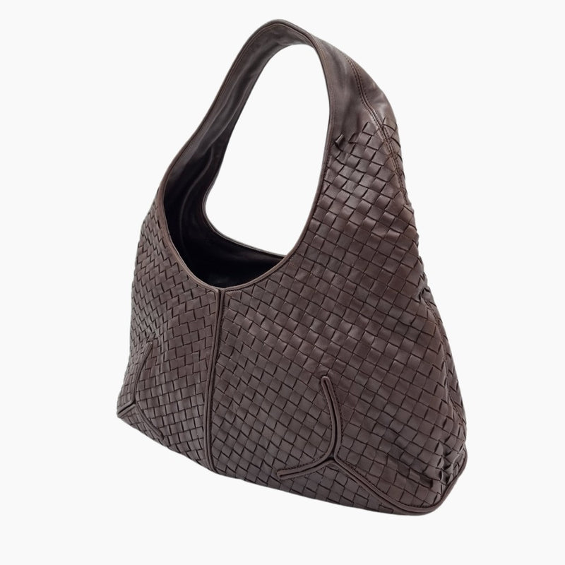 MEDIUM MØRKEBRUN INTRECCIATO HOBO taske fra brand: BOTTEGA VENETA - We Do Vintage