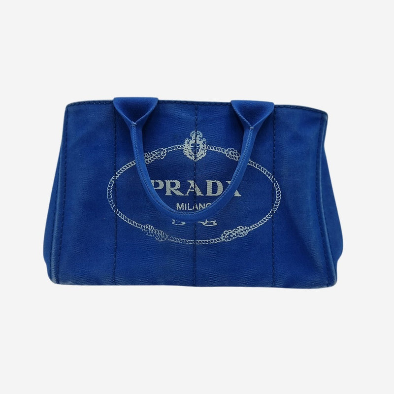 BLÅ CANAPA TOTE MEDIUM taske fra brand: PRADA - We Do Vintage