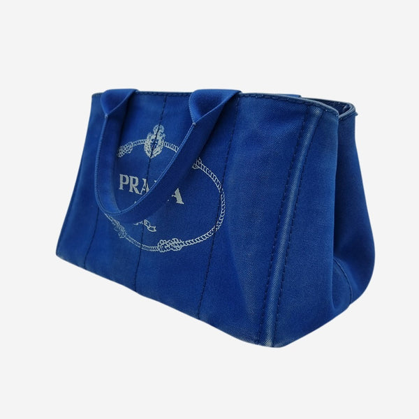 BLÅ CANAPA TOTE MEDIUM taske fra brand: PRADA - We Do Vintage