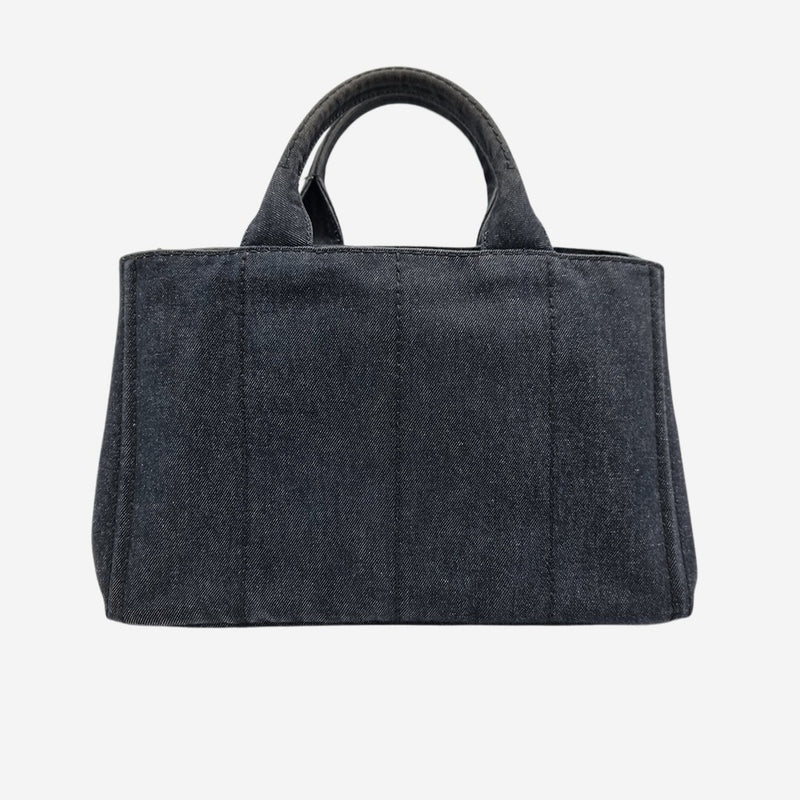 SORT DENIM CANAPA TOTE MEDIUM taske fra brand: PRADA - We Do Vintage