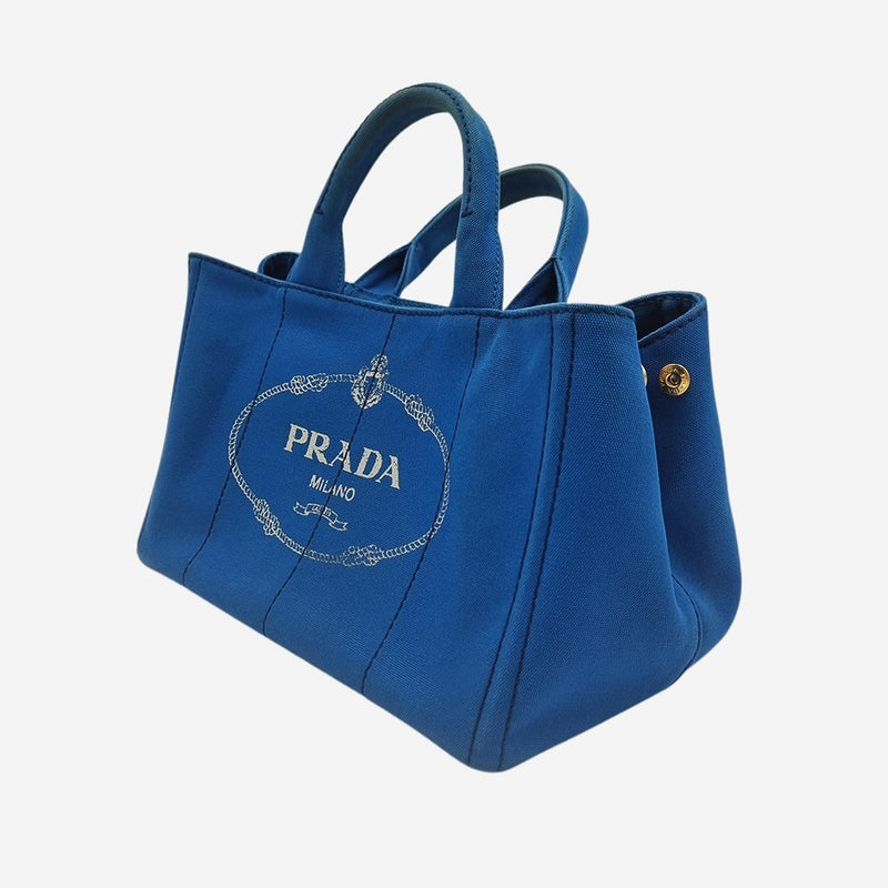 BLÅ CANAPA TOTE MEDIUM taske fra brand: PRADA - We Do Vintage