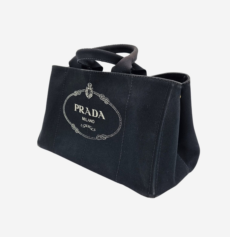 SORT CANAPA TOTE LARGE taske fra brand: PRADA - We Do Vintage