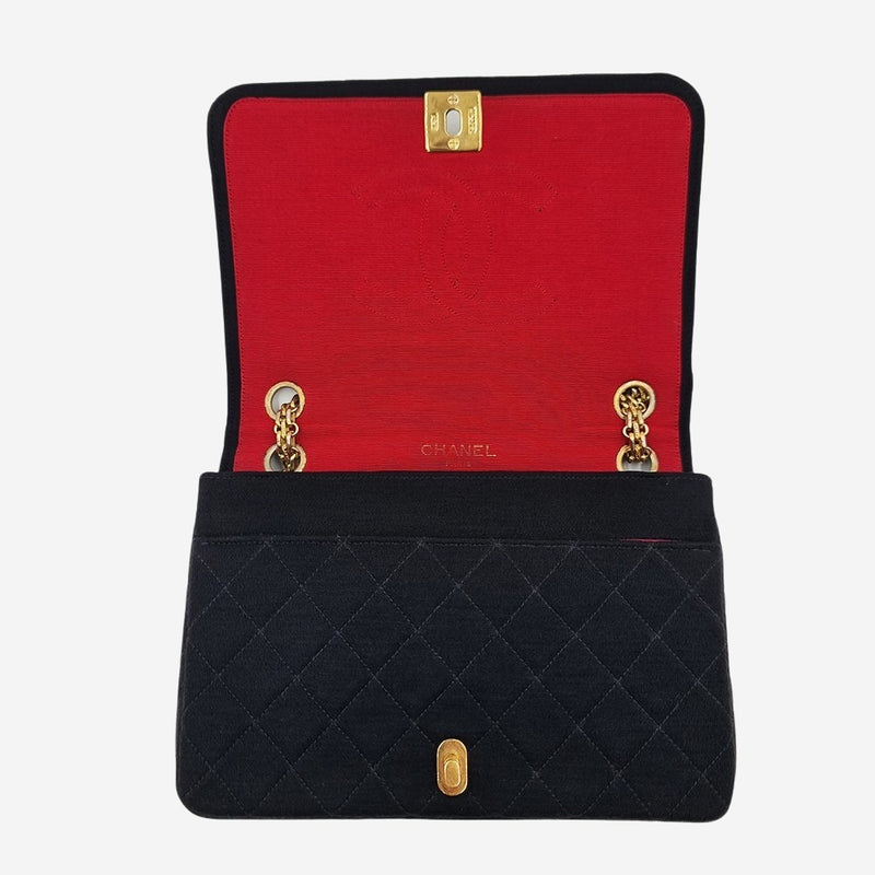 VINTAGE JERSEY FULL FLAP reissue chain taske fra brand: CHANEL - We Do Vintage