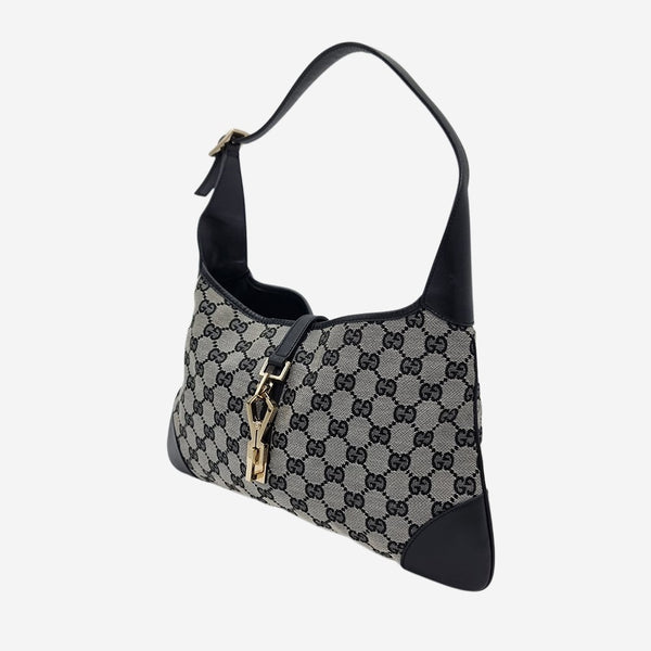 Sort/Grå CANVAS JACKIE taske fra brand: GUCCI - We Do Vintage