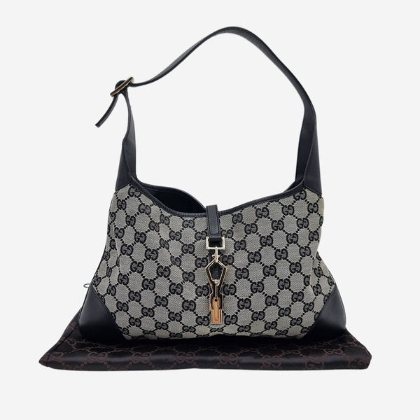 Sort/Grå CANVAS JACKIE taske fra brand: GUCCI - We Do Vintage