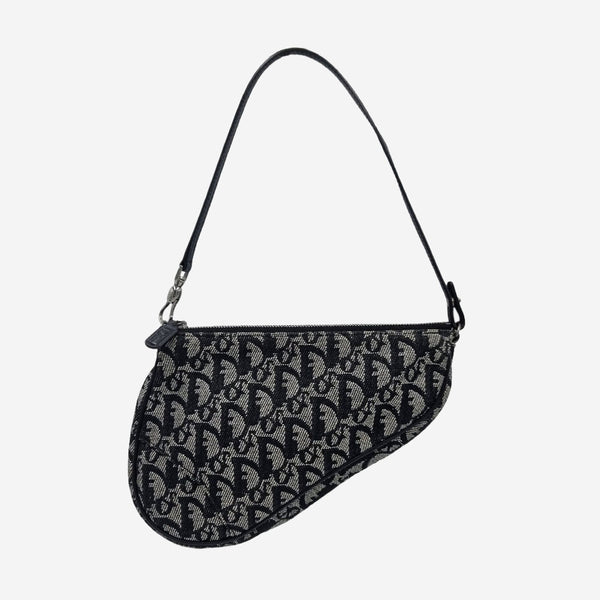 SORT JACQUARD CANVAS SADDLE taske fra brand: DIOR - We Do Vintage