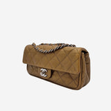 Dark gold east west flap bag