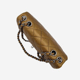 Dark gold east west flap bag