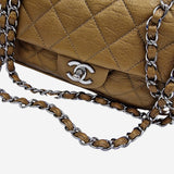 Dark gold east west flap bag