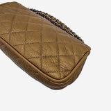 Dark gold east west flap bag