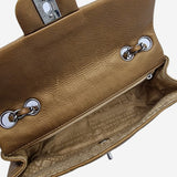Dark gold east west flap bag