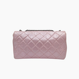 Lyserød medium iridescent lambskin single flap