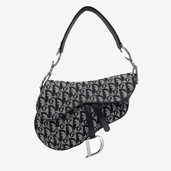 Sort Oblique Jacquard saddle bag taske fra brand: DIOR - We Do Vintage