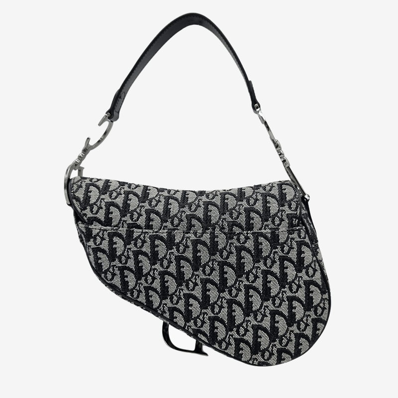 Sort Oblique Jacquard saddle bag taske fra brand: DIOR - We Do Vintage
