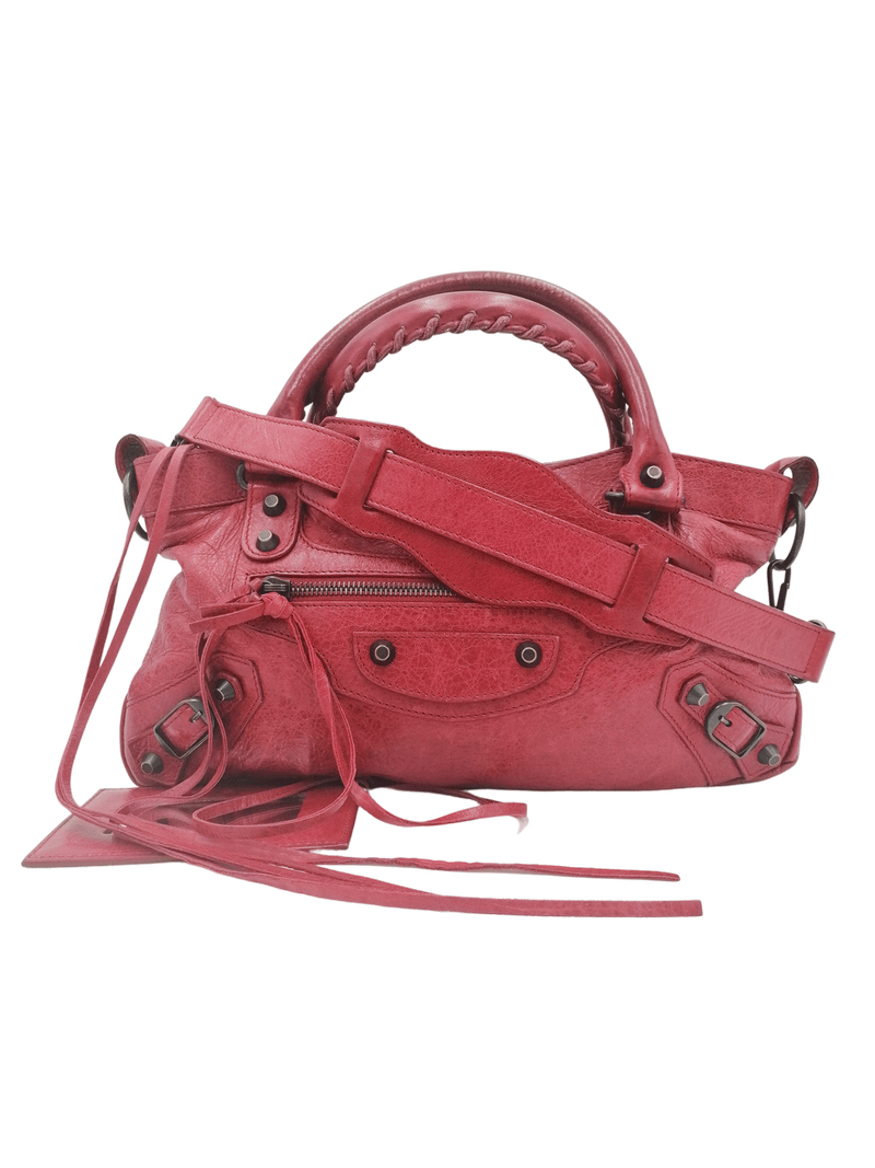 Rød/Pink First Bag Agneau taske fra brand: BALENCIAGA - We Do Vintage