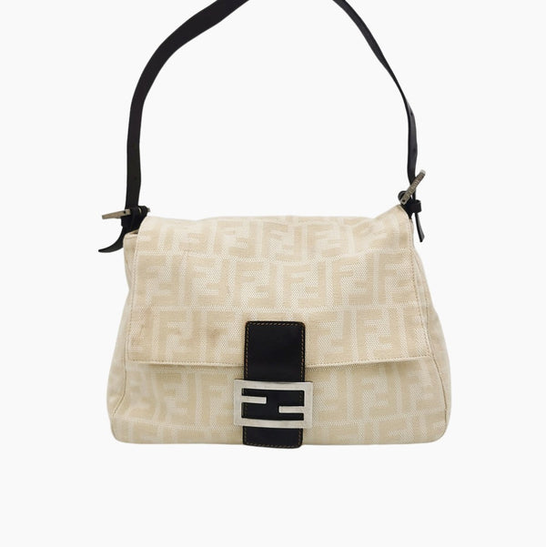 Beige Zucca mamma baguette taske fra brand: FENDI - We Do Vintage