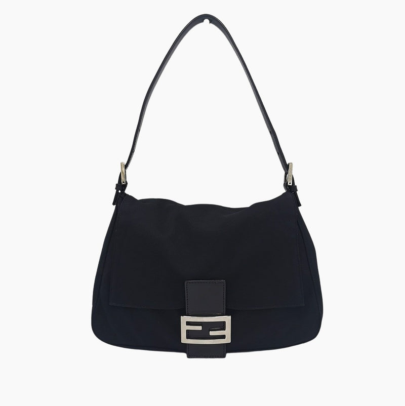 Sort canvas mamma baguette taske fra brand: FENDI - We Do Vintage