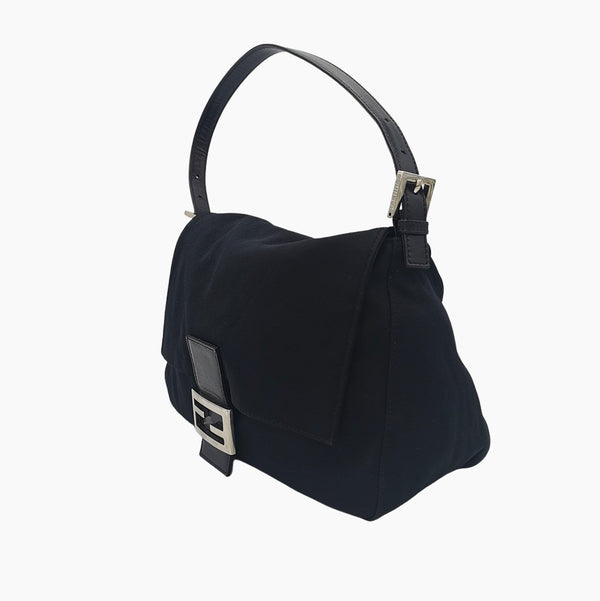 Sort canvas mamma baguette taske fra brand: FENDI - We Do Vintage