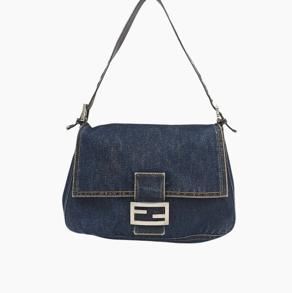 Denim mamma baguette taske fra brand: FENDI - We Do Vintage