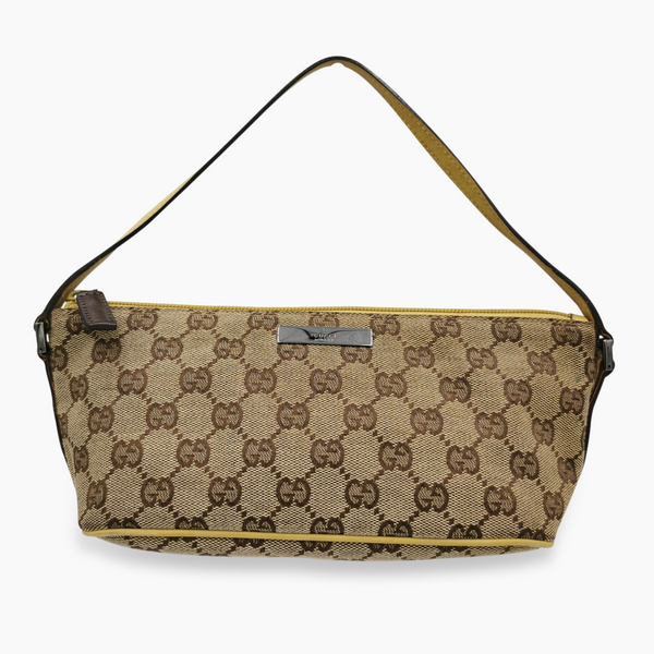 Brown Diamant Canvas boat pochette taske fra brand: GUCCI - We Do Vintage