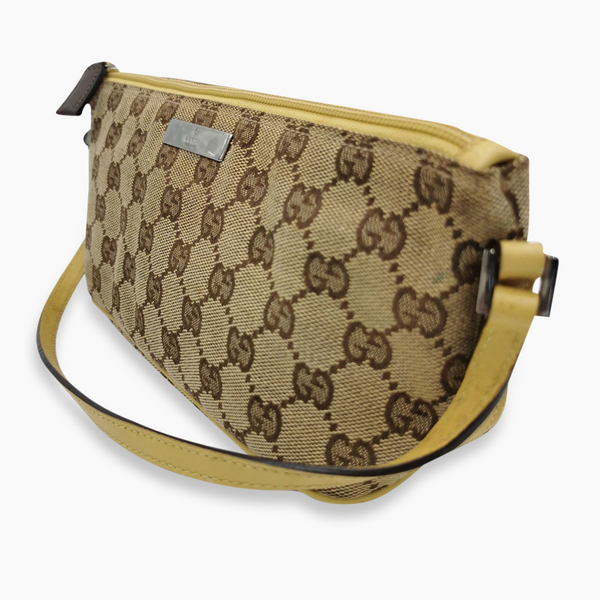 Brown Diamant Canvas boat pochette taske fra brand: GUCCI - We Do Vintage