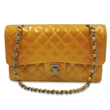 Orange Patent Classic flap medium taske fra brand: CHANEL - We Do Vintage