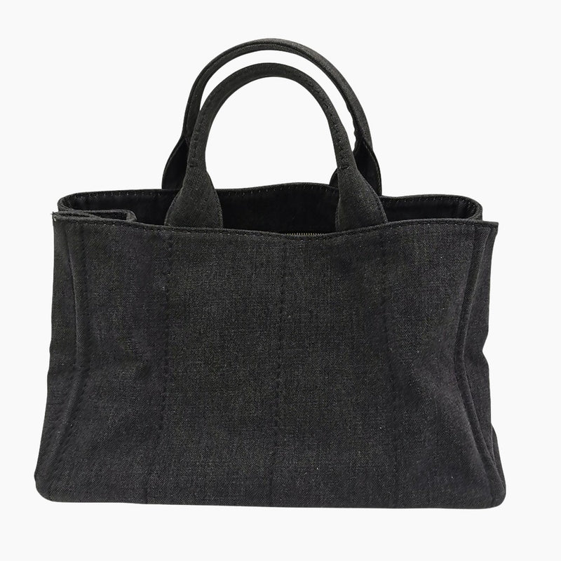 Sort denim Canapa Tote medium taske fra brand: PRADA - We Do Vintage