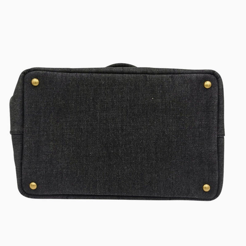 Sort denim Canapa Tote medium taske fra brand: PRADA - We Do Vintage