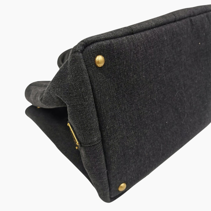 Sort denim Canapa Tote medium taske fra brand: PRADA - We Do Vintage